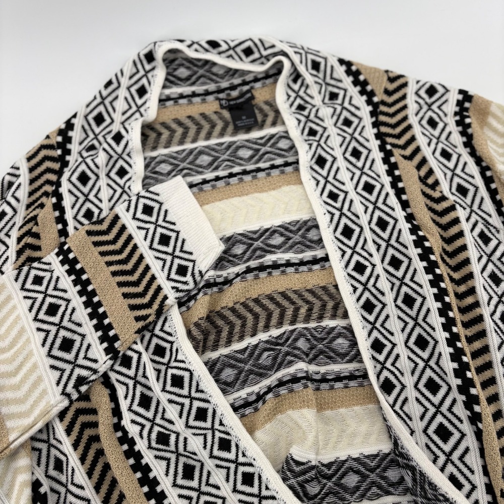 New Directions Women Geometric Print Cardigan Sweater‎ Open Front Duster M